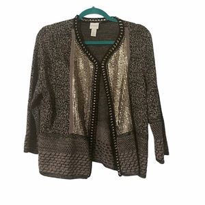 CHICO’S SEQUIN CARDIGAN SIZE 2
